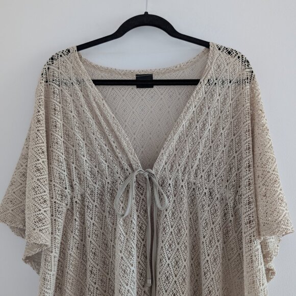 Elegant Beige Crochet Swim Cover-Up - Picture 2 of 6